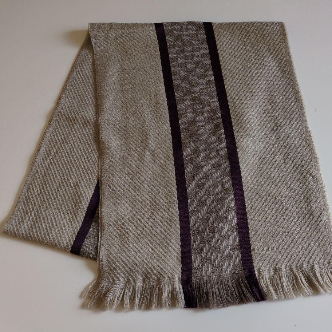 [ 値下げ ] GUCCI ベージュ ストライプ マフラー