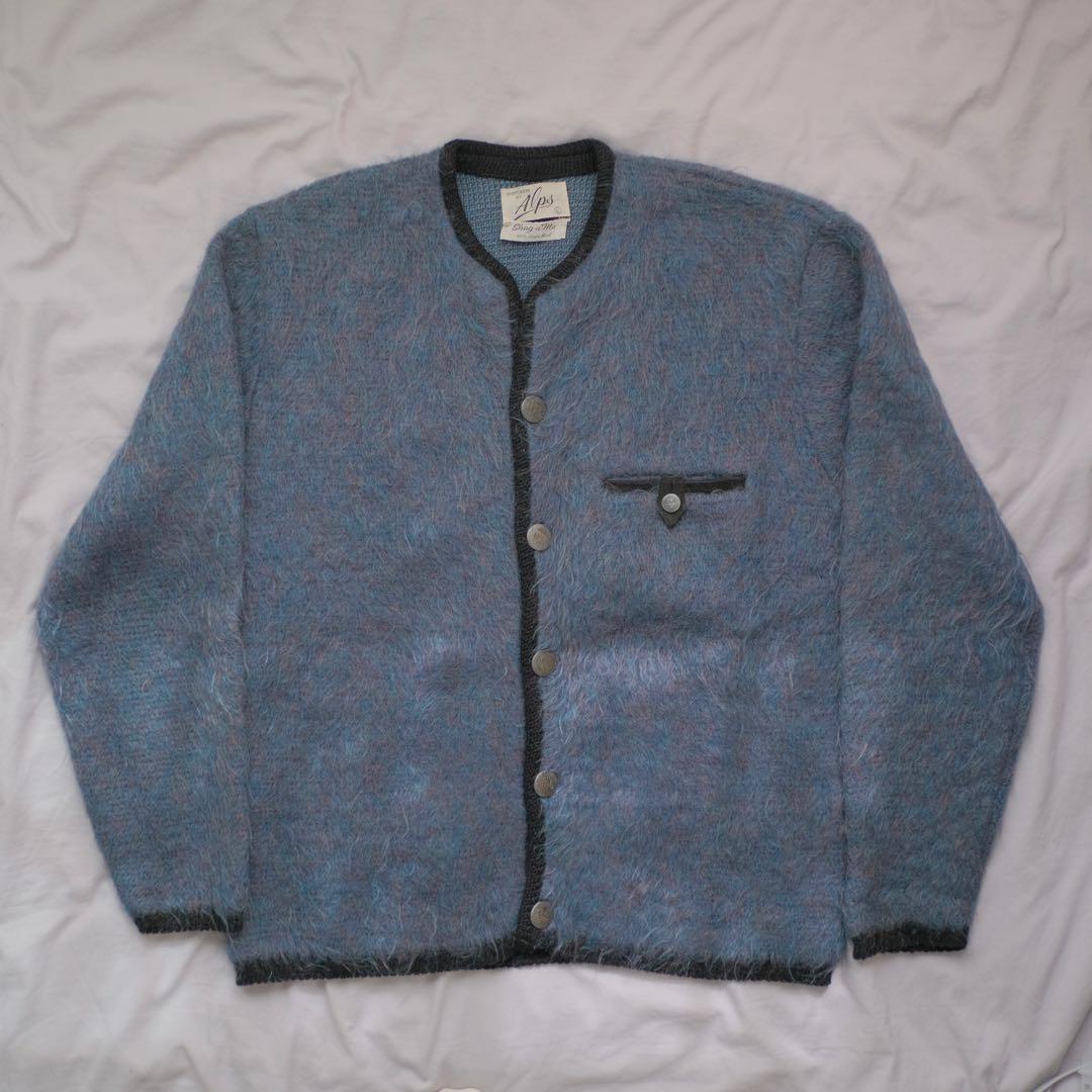 ★special 60s モヘアカーディガン 毛足長 グラデーションブルー