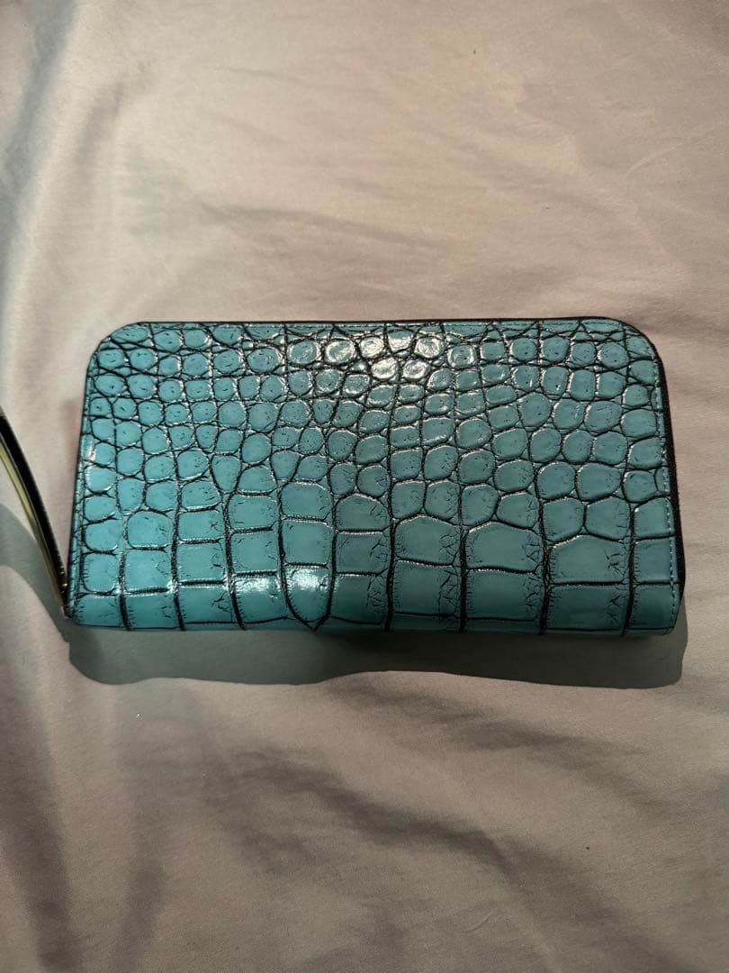 池田工芸 水色 クロコダイル風 長財布
