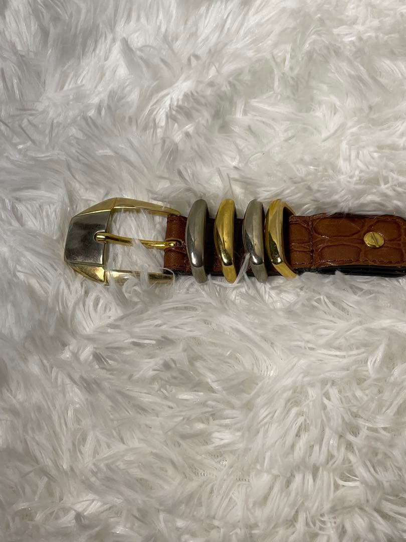 VERSACE ヴェルサーチ 型押しレザーベルト ブラウン 本革　幅3cm