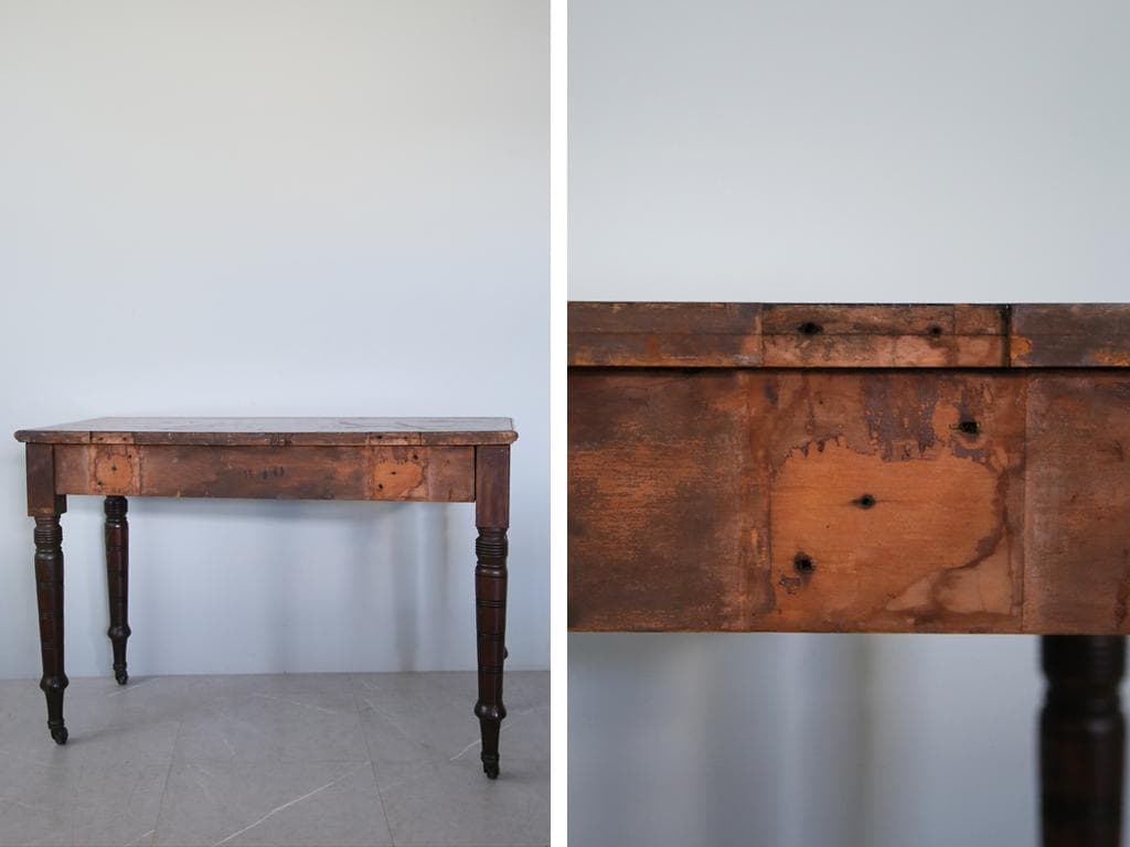 英国アンティーク古木デスク/作業台/勉強机/木製テーブル/オフィス(89-220