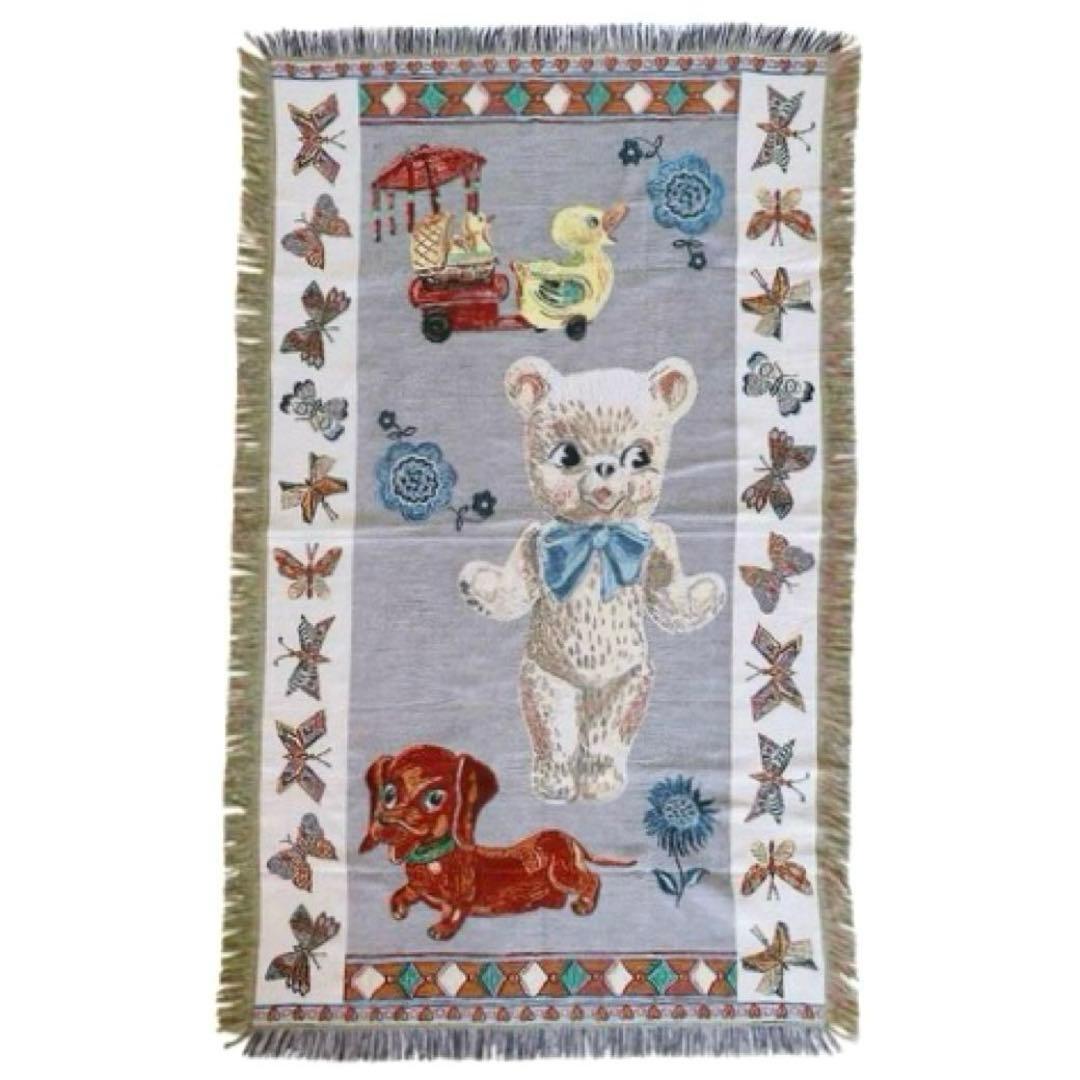 【新品タグ付き】ナタリーレテ　ラグブランケット　犬＆クマ　ゴブラン　スローケット