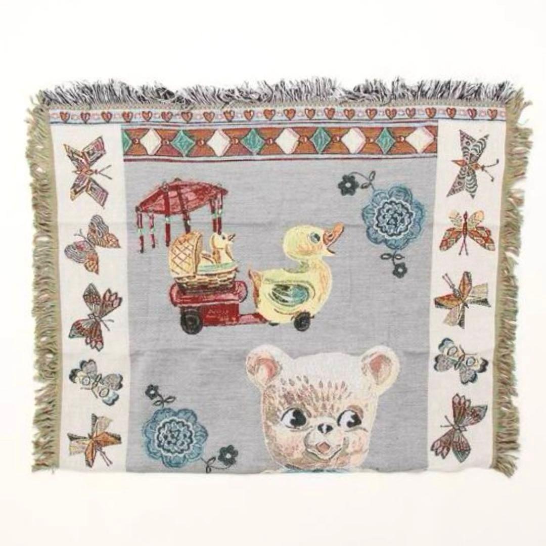 【新品タグ付き】ナタリーレテ　ラグブランケット　犬＆クマ　ゴブラン　スローケット