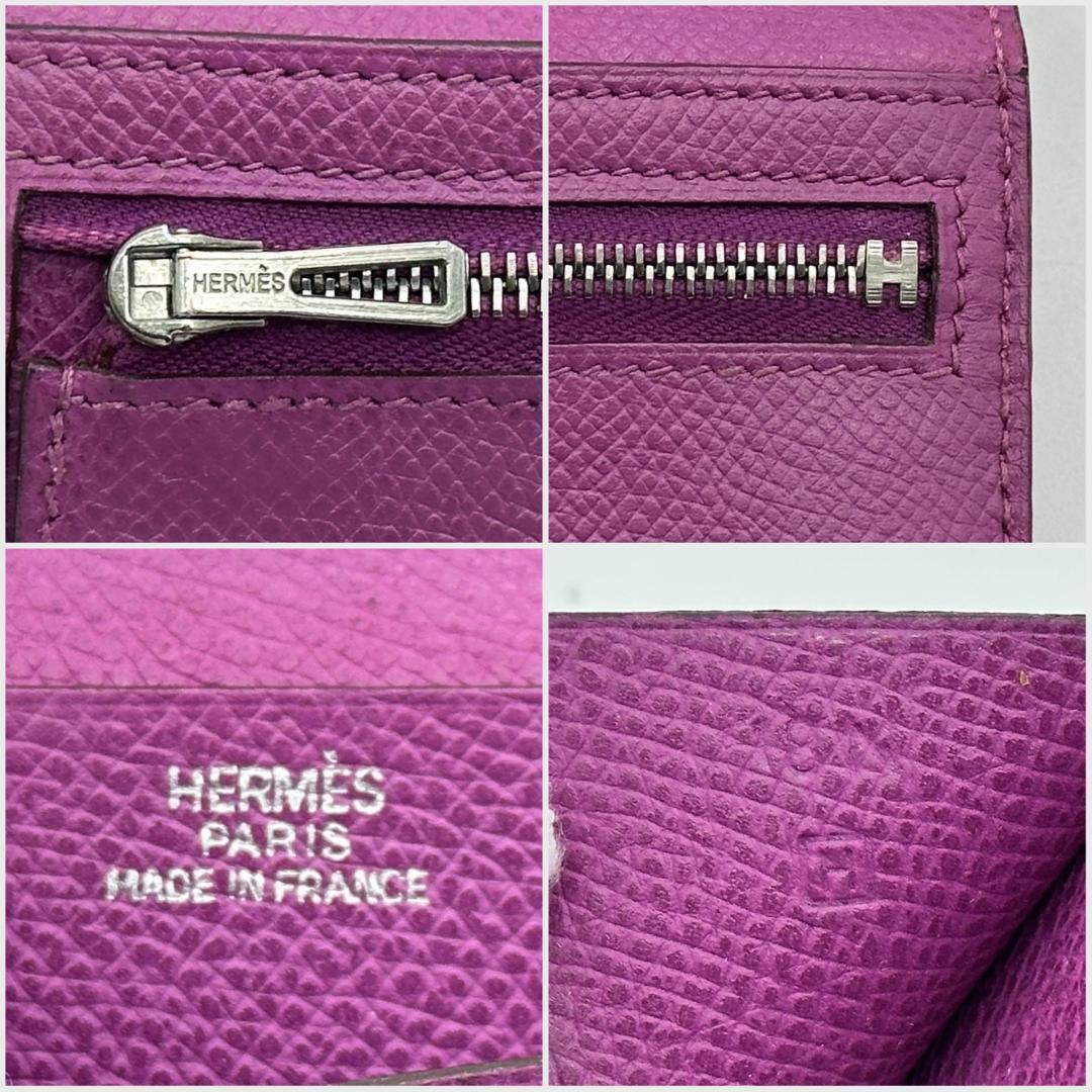 【極美品】HERMES ベアンクラシック 財布 エプソン　□H刻印 パープル