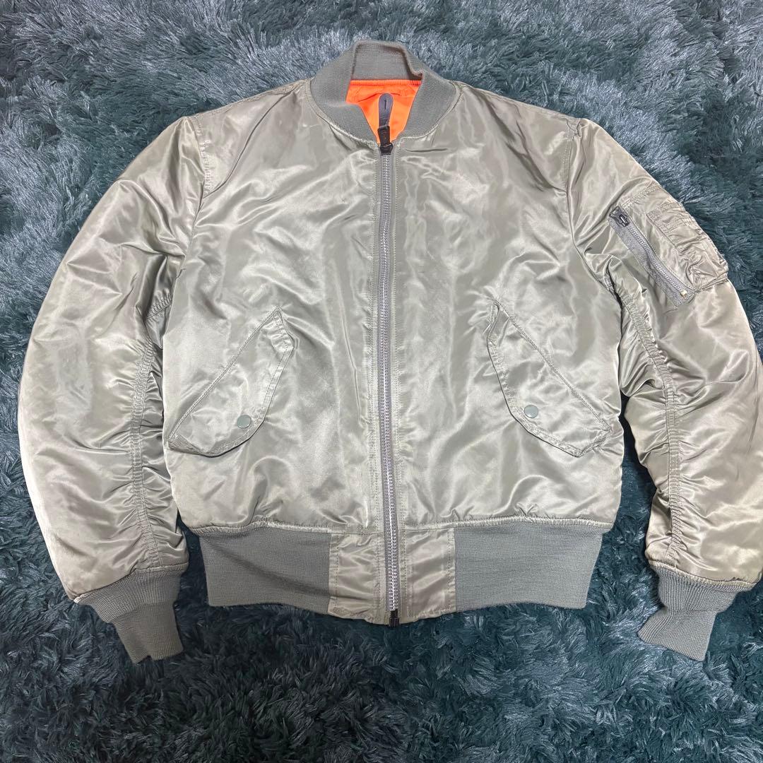 ALPHA MA-1フライトジャケットM カーキオレンジ裏地 短丈リバーシブル