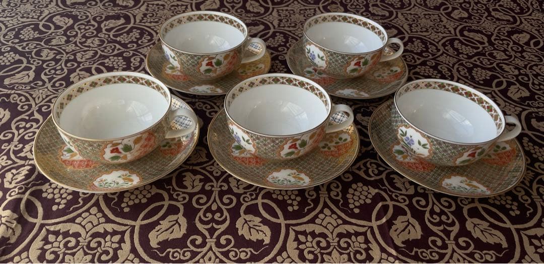 限定未使用保管品前畑陶器庫山窯金彩狩衣紅茶C/S5客セット超プレミアム逸品