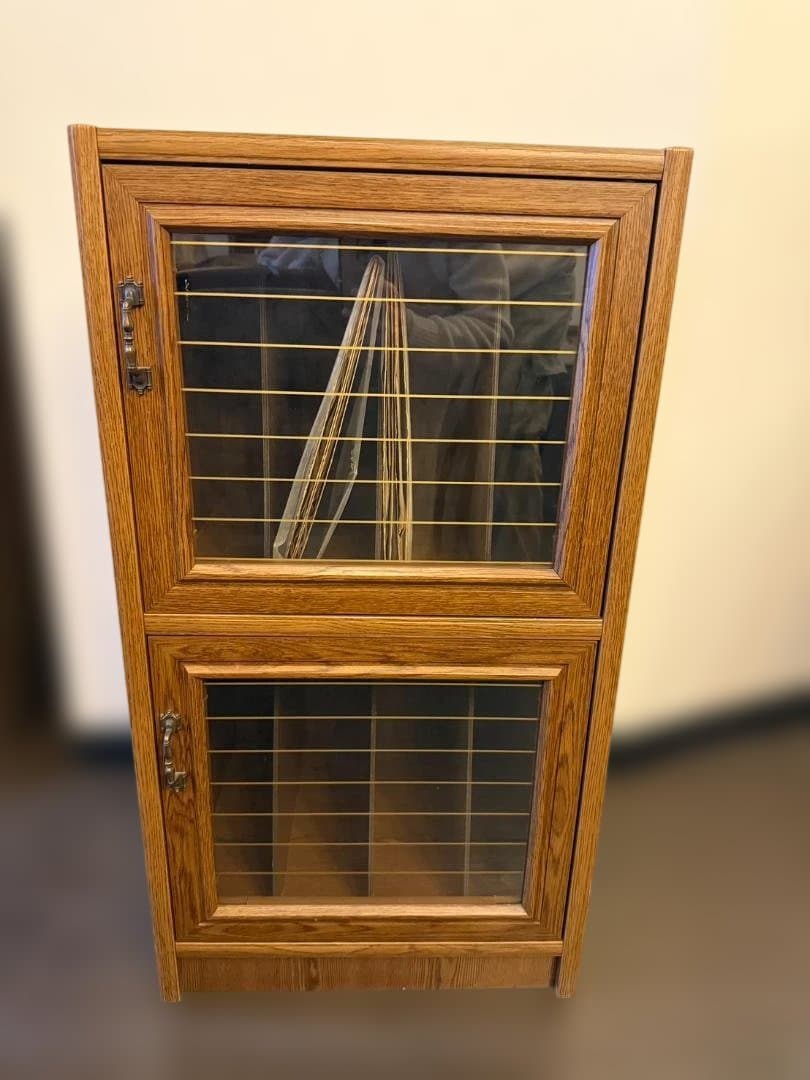 レコードラック 木製 ガラス扉 キャビネット LP収納 ヴィンテージ 収納棚