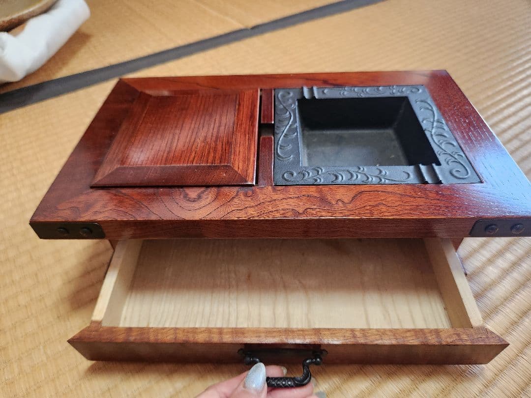 木製灰皿 収納付き 和風デザイン