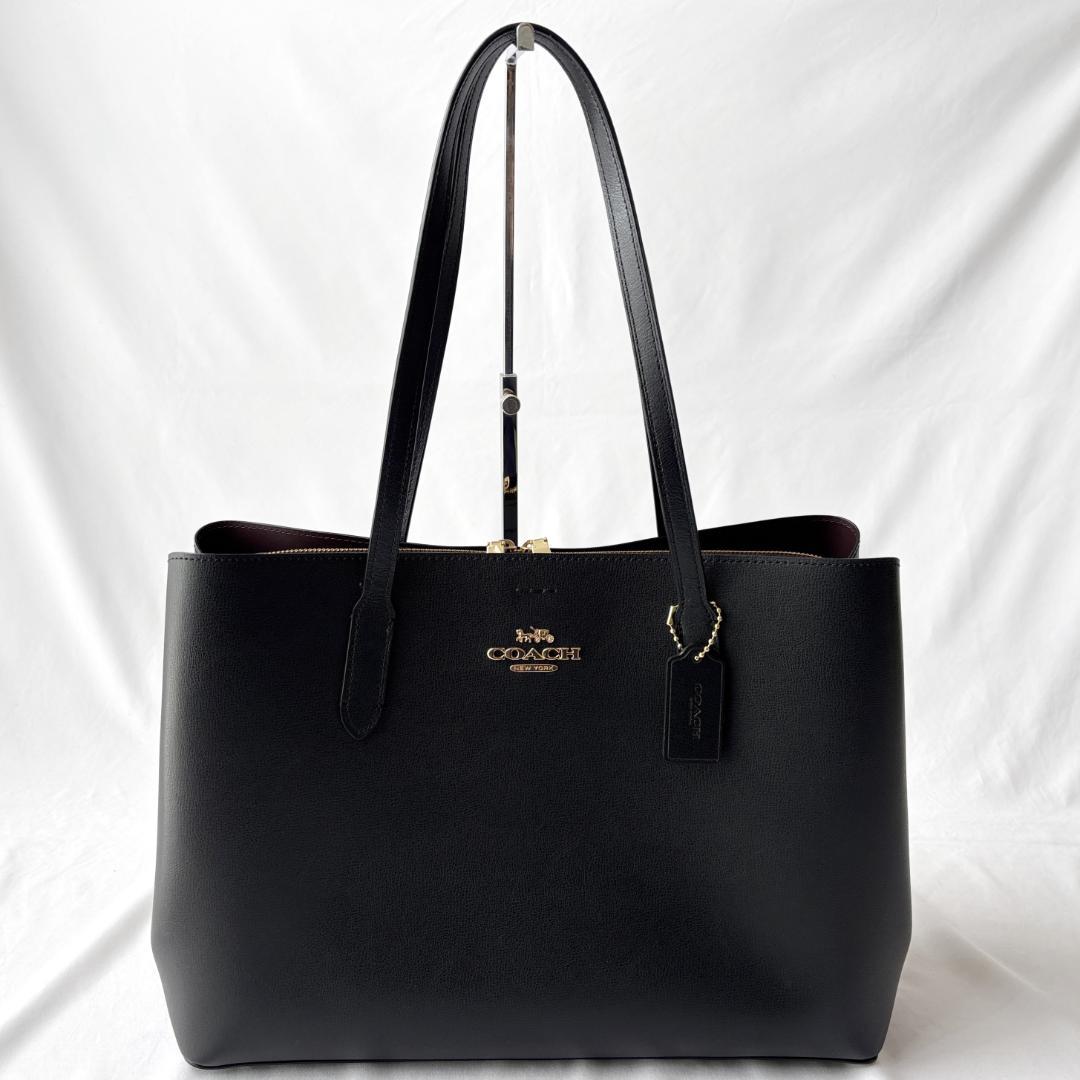 極美品 コーチ アベニュー レザー トートバッグ 肩掛け ブラック F79988