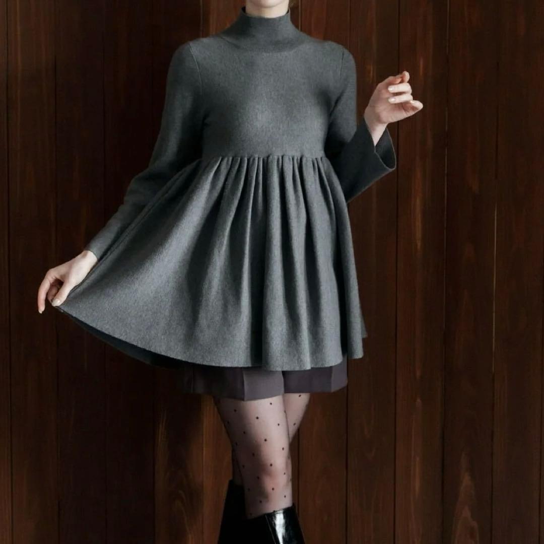 【美品】acka. ペムラム ニット トップス グレー エーシーケーエー