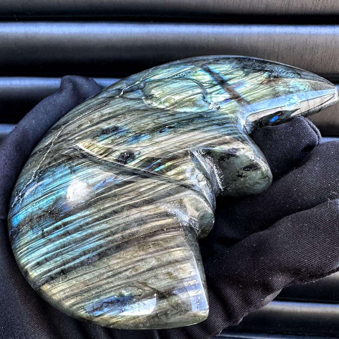 爆アレ☆ラブラドライト☪︎ムーンフェイス 月 鉱物 置物 原石 天然石A1169