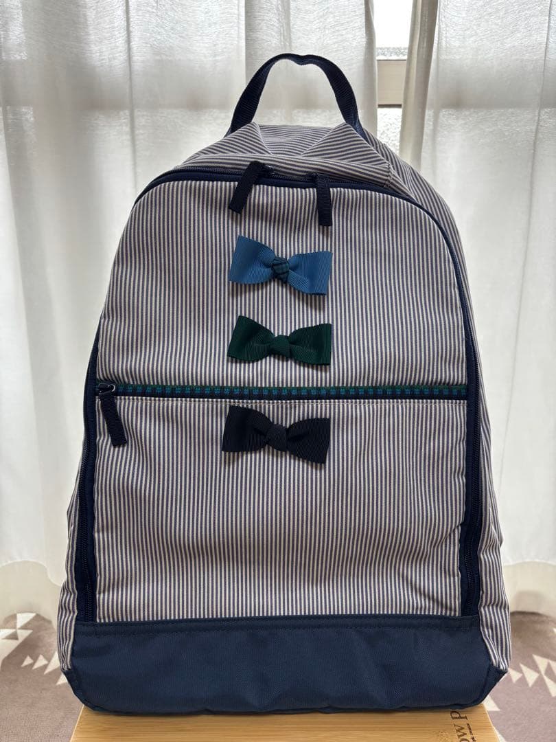 familiar ファミリア　ストライプリュックサック リボン付き
