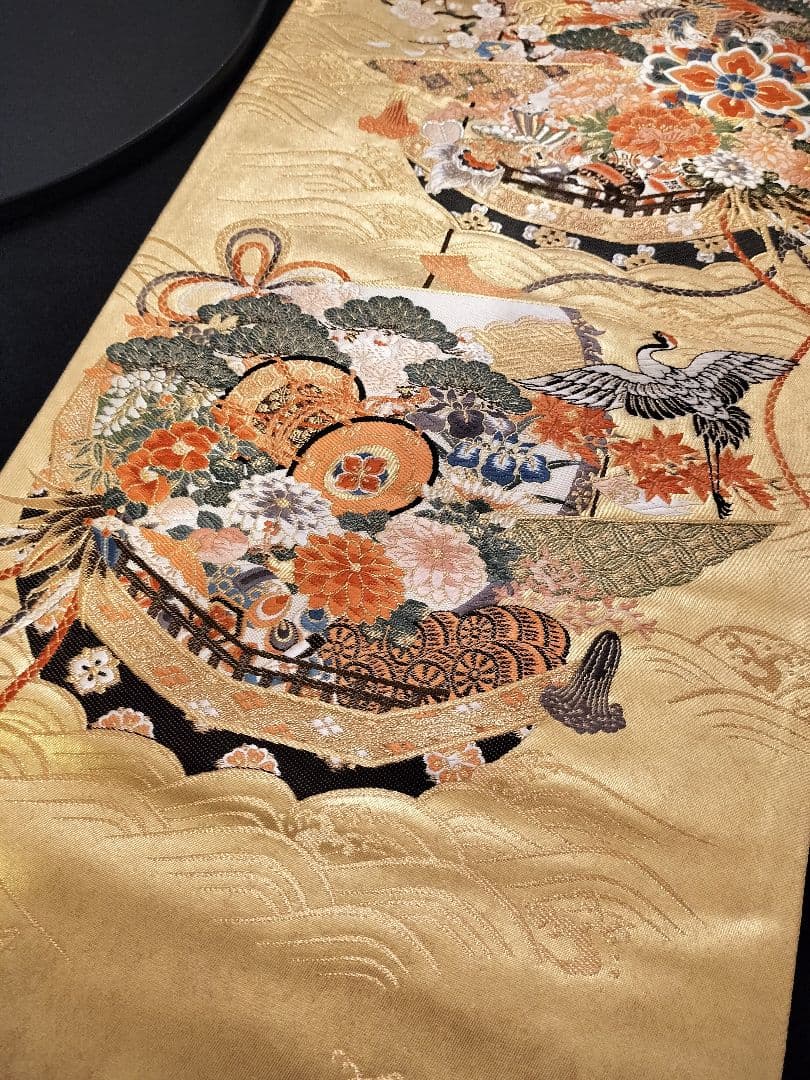 ローズピンクA666★逸品‼️本金箔‼️宝船‼️テーブルランナー2m7cm