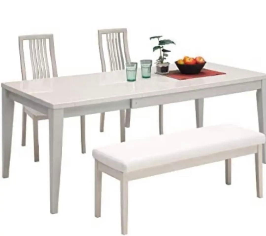 アビー　ABBY　伸長式テーブル　ホワイトUV塗装 伸長ダイニングテーブル