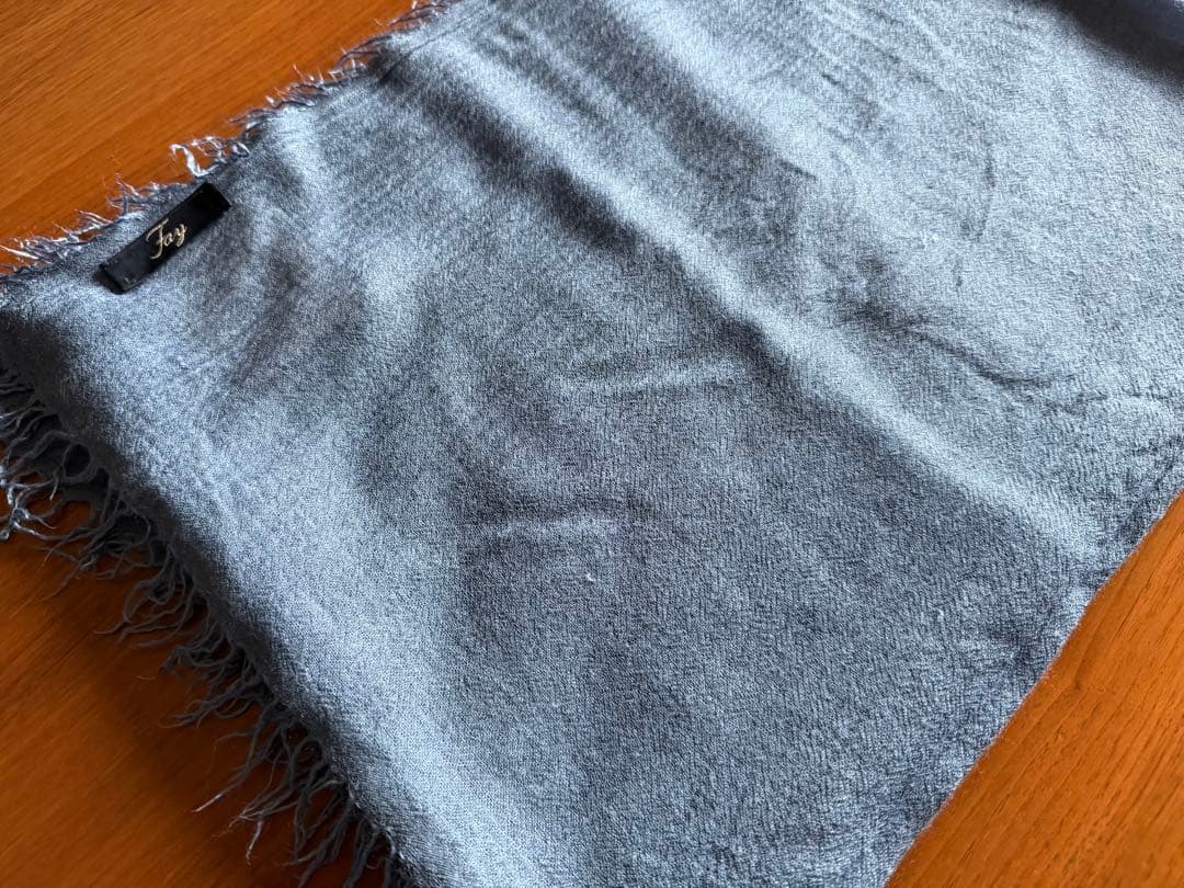 FAY マフラーストール カシミア混 ブルーネイビー