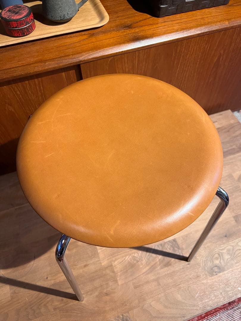 正規品 ドットスツール ワイルドレザーウォルナット/クローム脚【A】