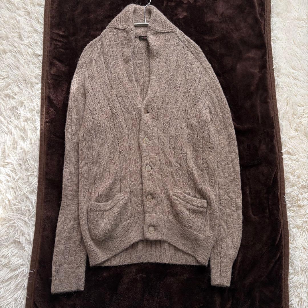 マッキントッシュロンドン アルパカリーフ柄ショールカラーカーディガン Lサイズ