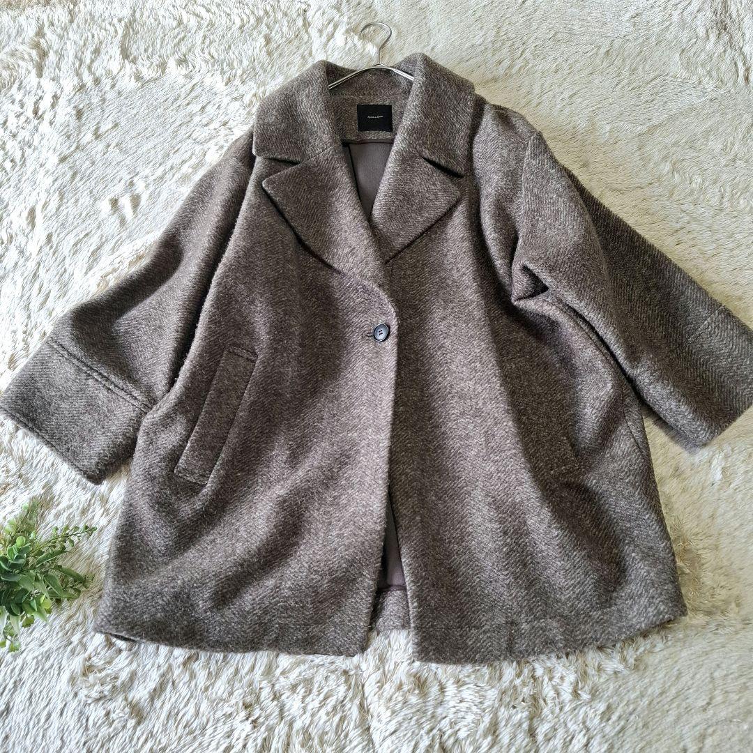 Spick and Span Wスライバーヘリンボーンミドルコート 38