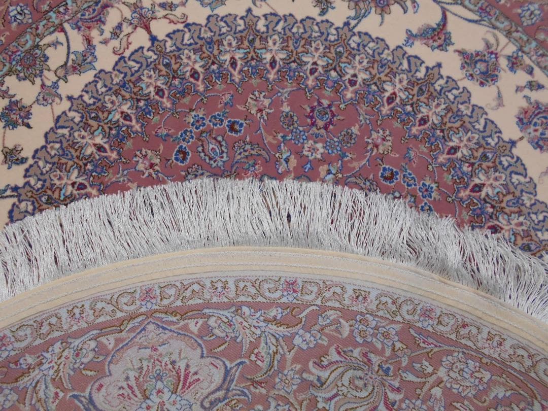 170万ノット、超高密度！輝く、本場イラン産 絨毯！円形150cm‐200751