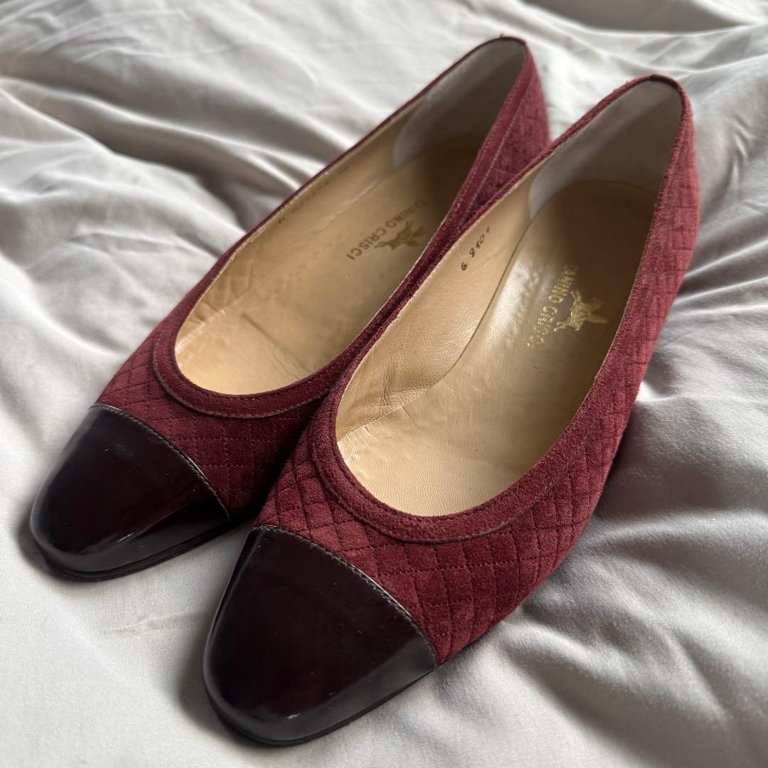 美品☆タニノクリスチー/異素材/バイカラー/スエード/レザー/パンプス/23.5