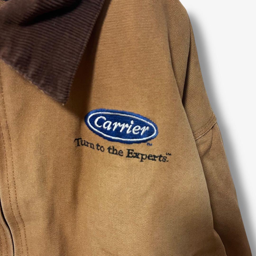 y104325 ダックジャケット ワークジャケット 刺繍ロゴ付き 裏キルティング