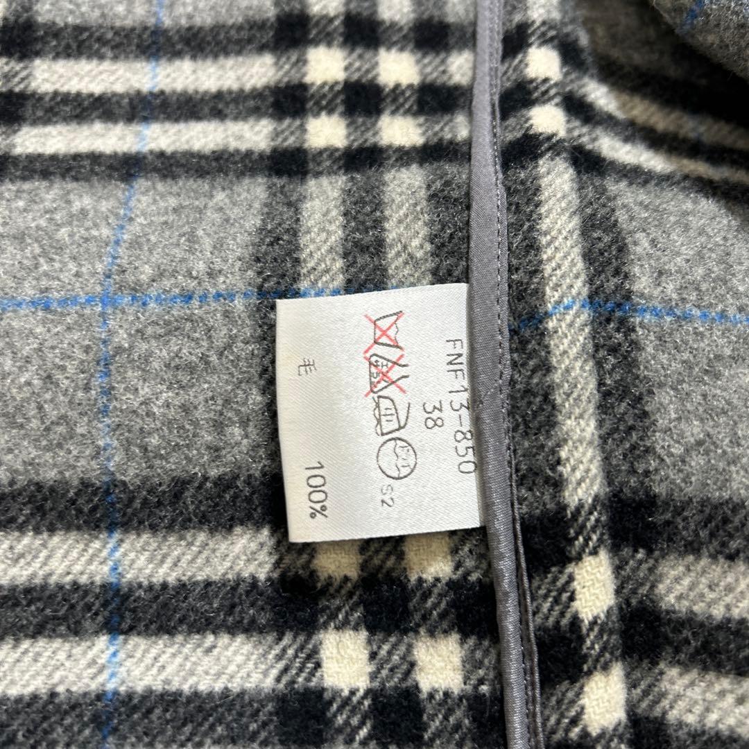 【美品】バーバリーブルーレーベル　ダッフルコート　ノバチェック　 グレー