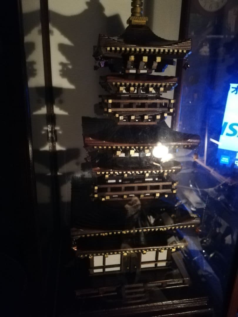 薬師寺三重塔、木造、65cm高さ、ケ−ス付き