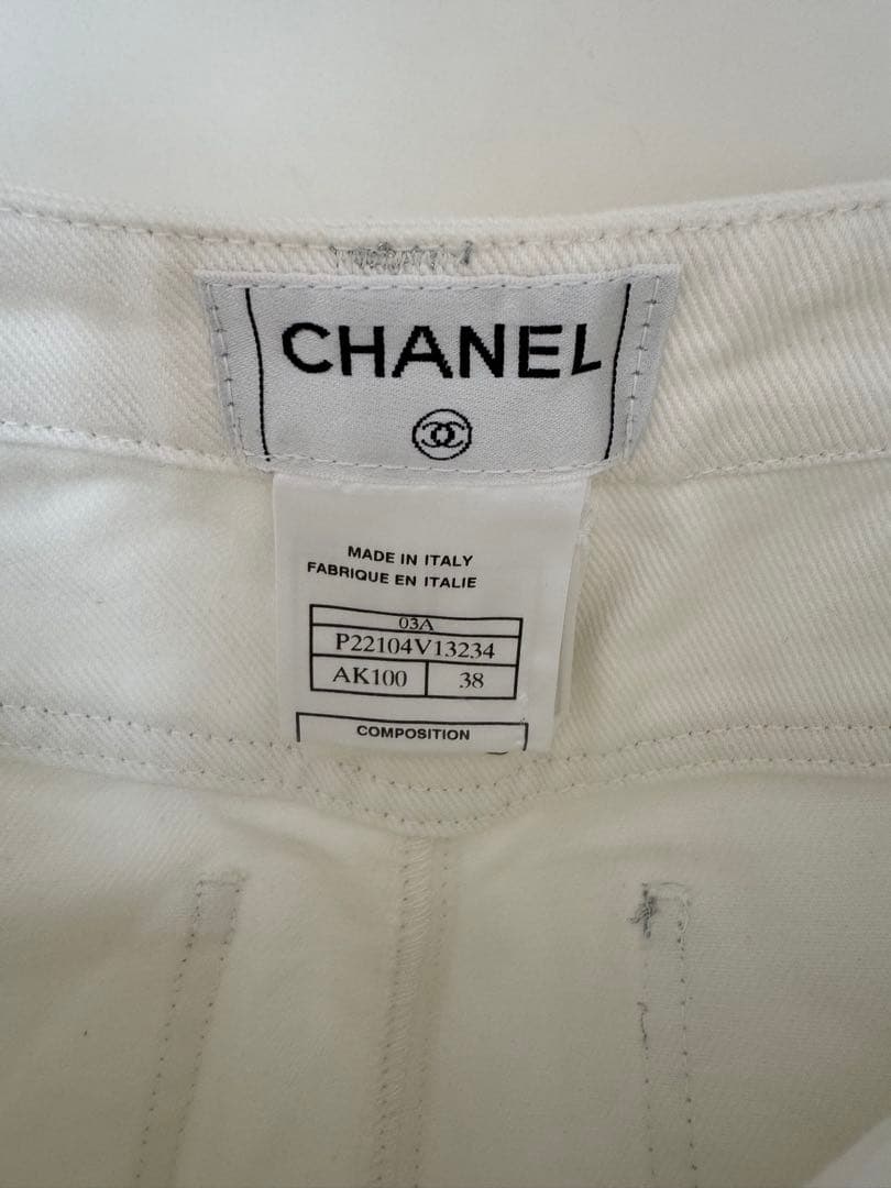 CHANEL ホワイトデニムステッチ サイズ★38
