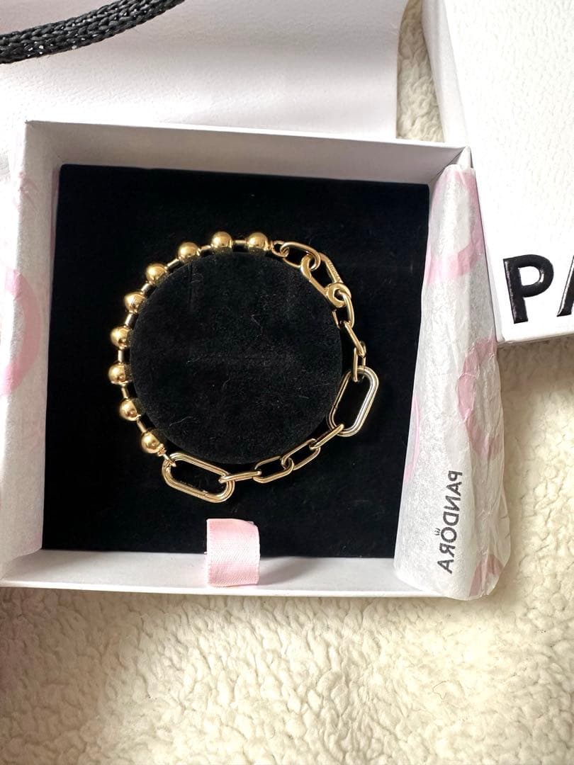 PANDORA 14Kゴールドプレーティングのリンクチェーン ブレスレット