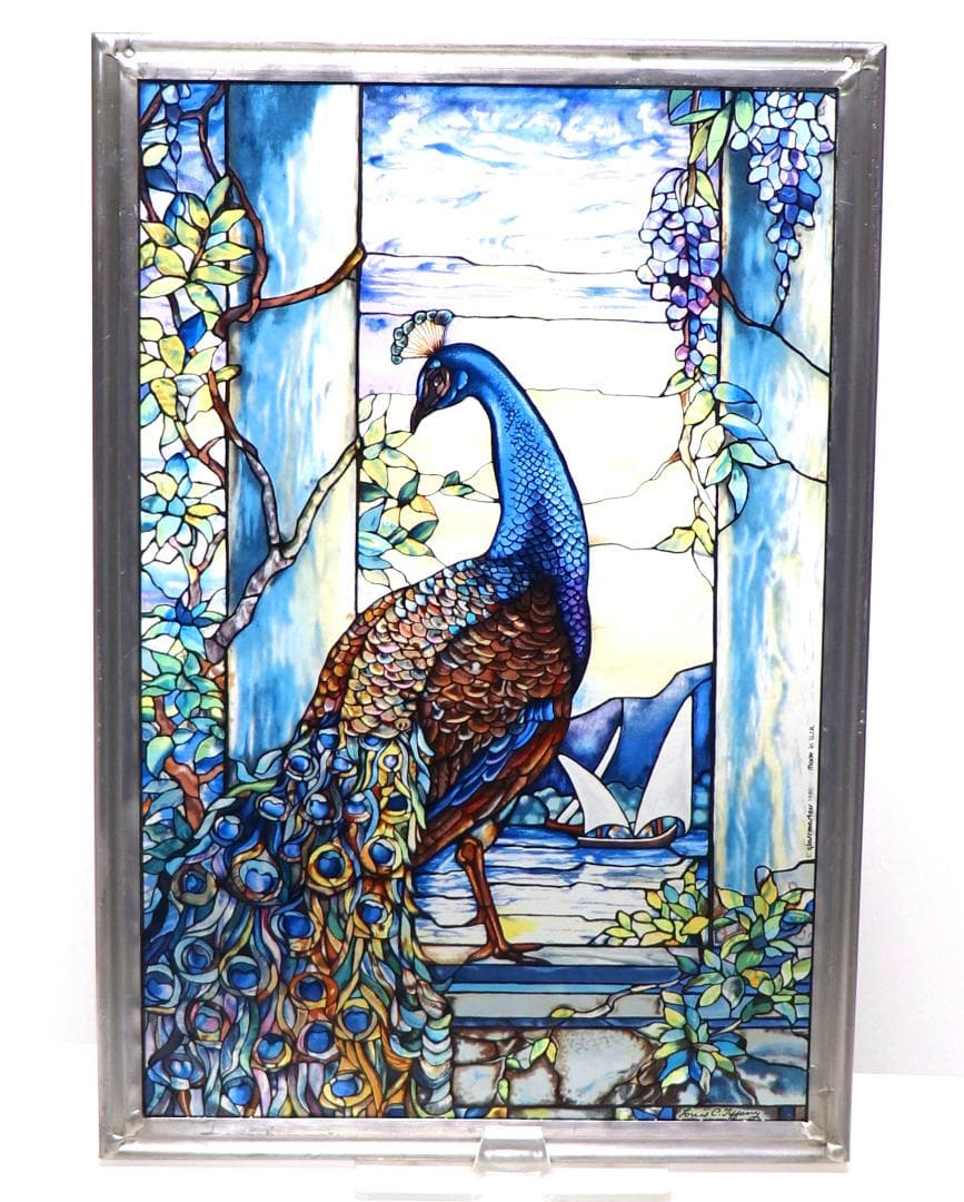 ルイス・C・ティファニー 大型ヴィンテージ ステンドグラス 美術館 ピーコック