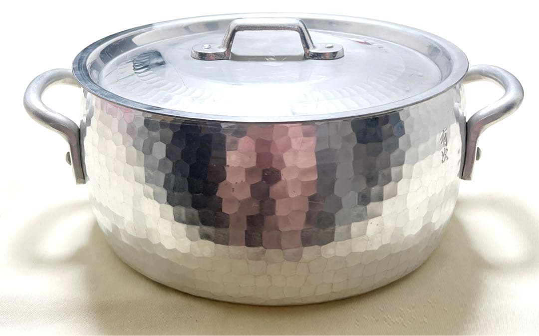 美品　京都　有次特製　アルミニュウム　直径24cm　手打鍋　両手鍋　シチュー鍋