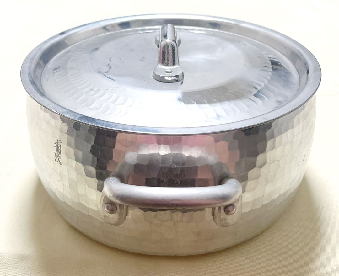 美品　京都　有次特製　アルミニュウム　直径24cm　手打鍋　両手鍋　シチュー鍋