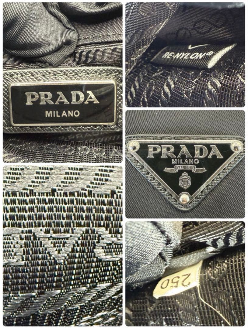 極美品 プラダ ショルダーバッグ クロスボディ リナイロン ブラック 三角ロゴ