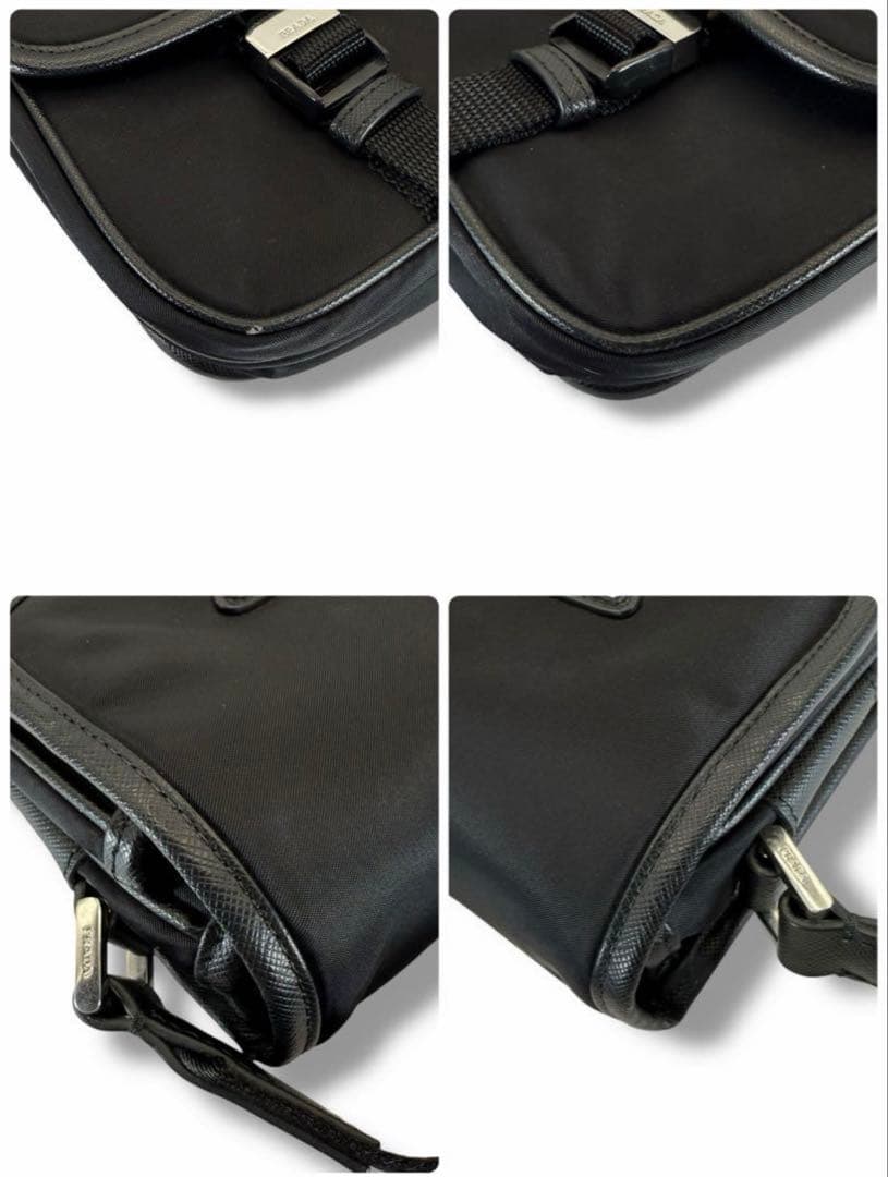 極美品 プラダ ショルダーバッグ クロスボディ リナイロン ブラック 三角ロゴ