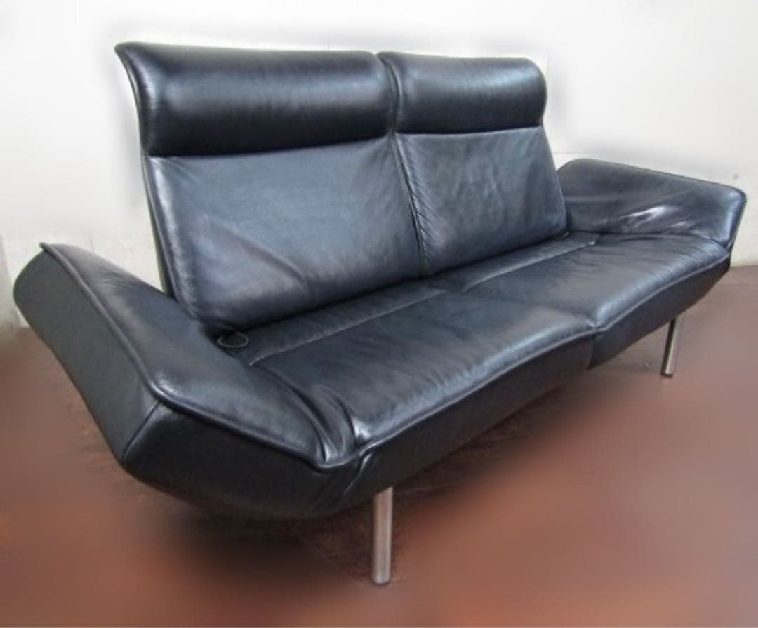 de Sedeデセデ黒総革可動2人掛けソファ　DS-450