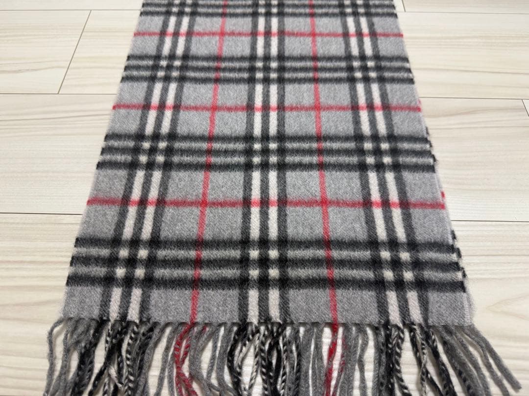 バーバリー　カシミヤ　マフラー　グレー　32cm×146cm