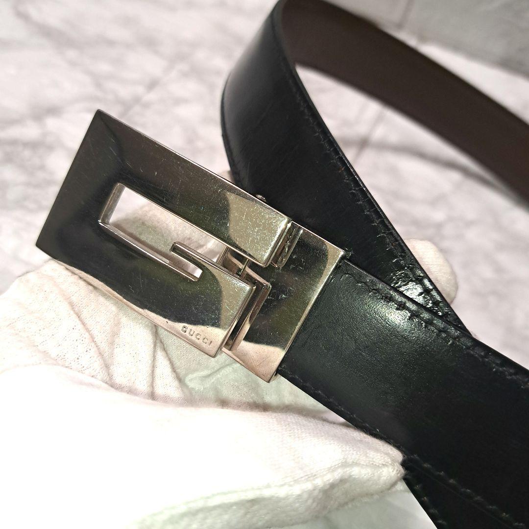 ✨️美品✨️GUCCI グッチ Gバックル 茶色 黒 リバーシブル ベルト