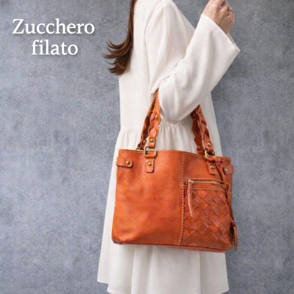 新品　カウレザー　革　レディース　収納　ハンドバッグ　牛革　ズッケロ　ブラウン