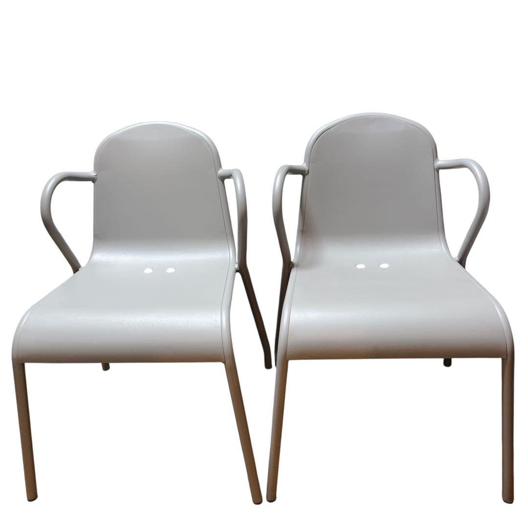 【希少】②IKEA TUNHOLMEN ガーデンチェア 2脚グレー スタッキング