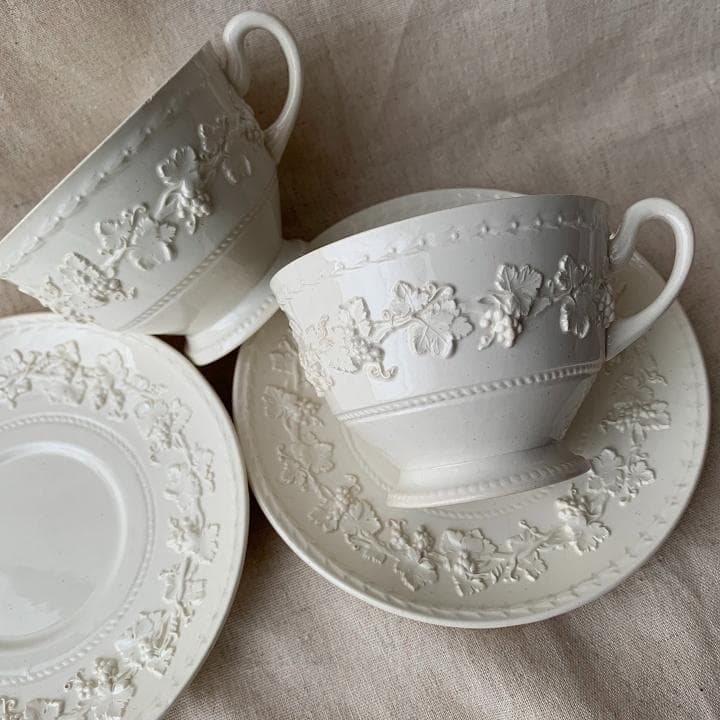 アンティーク オールドウェッジウッド カップ&ソーサー2セット クィーンズウェア