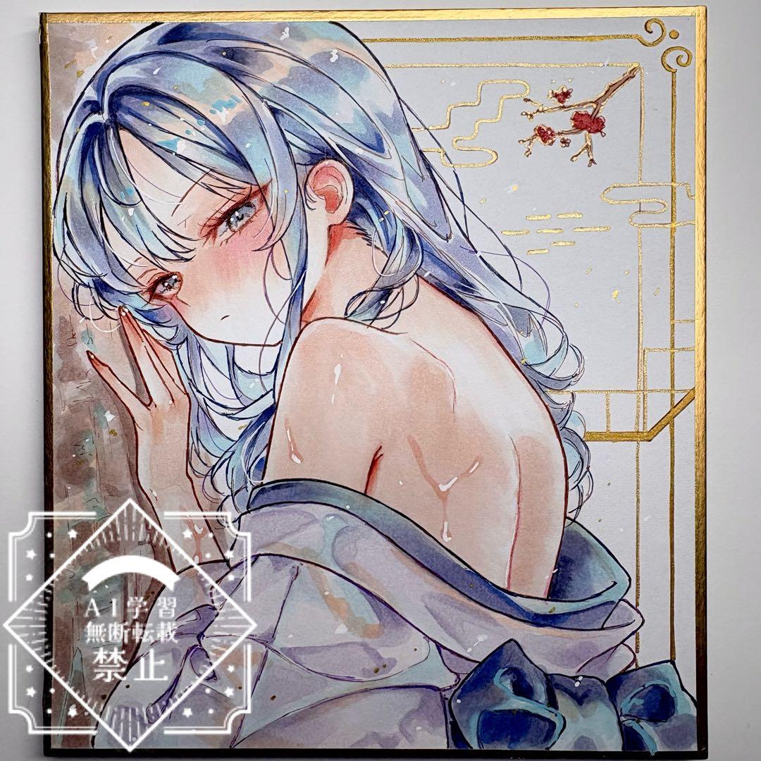 m*可様 一点物 オリジナル 色紙 手描きイラスト アナログ 女の子 創作 原画