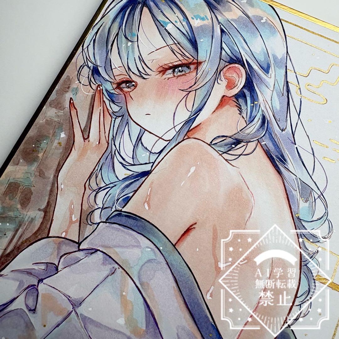 m*可様 一点物 オリジナル 色紙 手描きイラスト アナログ 女の子 創作 原画