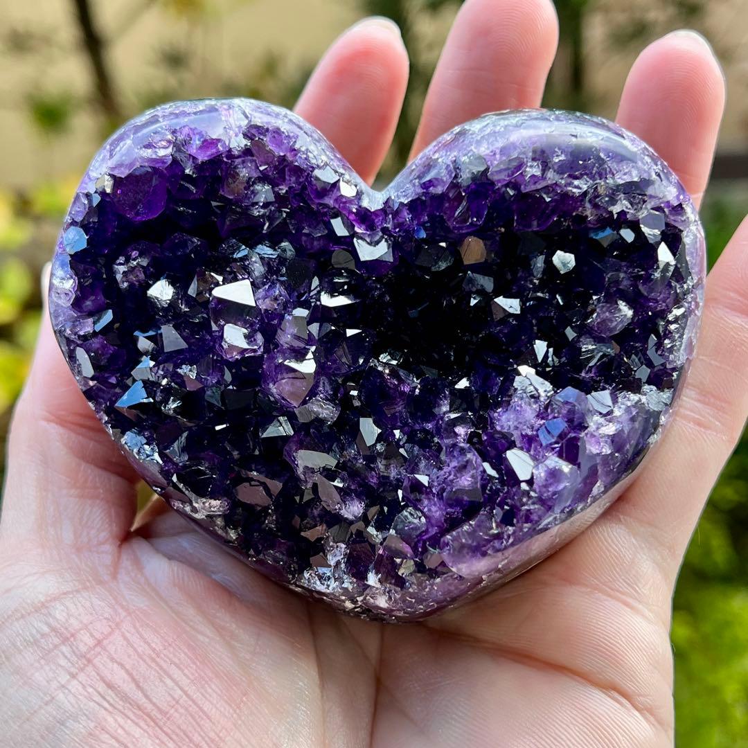 トップクオリティ　ウルグアイ産　アメジストクラスター　ハート型　アメジスト　10