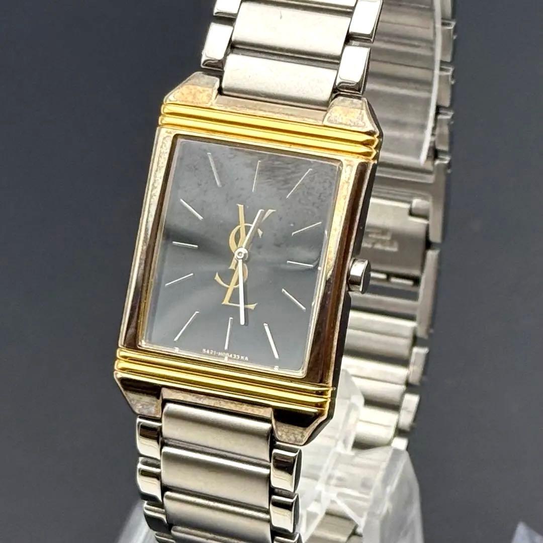 イヴサンローラン✨YSL クォーツ 腕時計 コンビカラー クォーツ スクエア