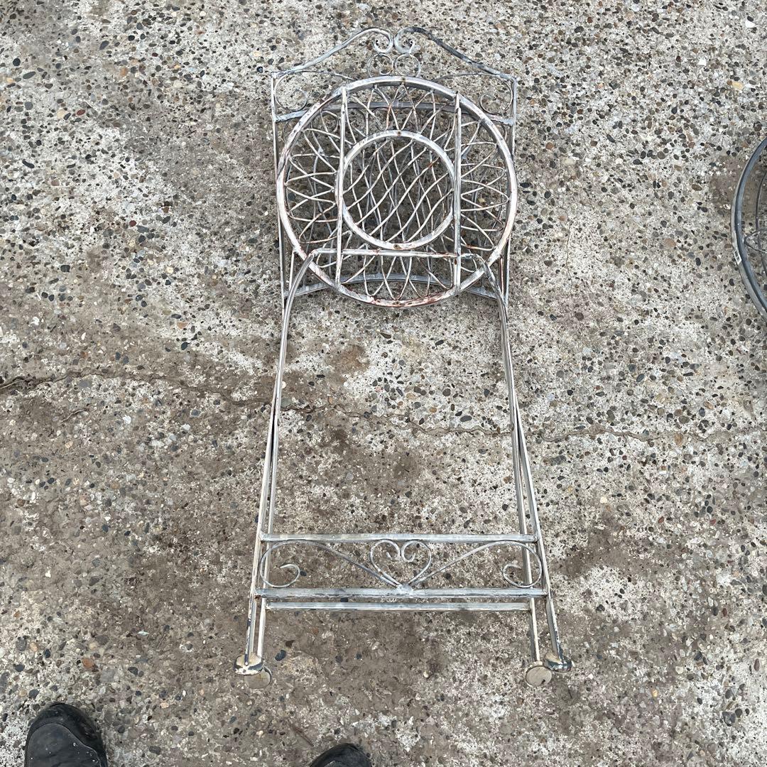 アンティーク　メタルフォールディング　テーブル　チェア　4点セット　新品未使用