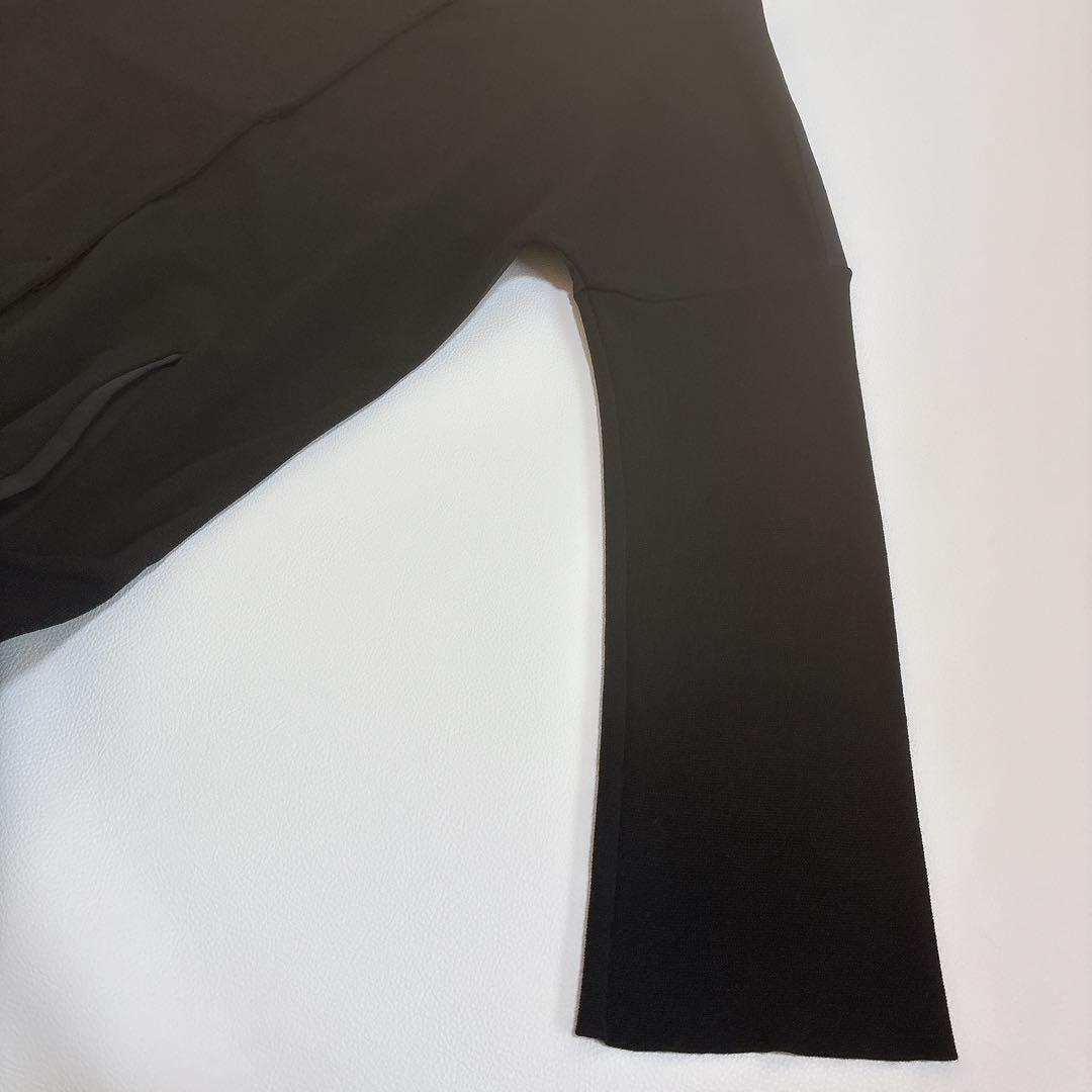 美品☆HERNO ヘルノ ノーカラーコート 異素材切替 ロゴプレート付き