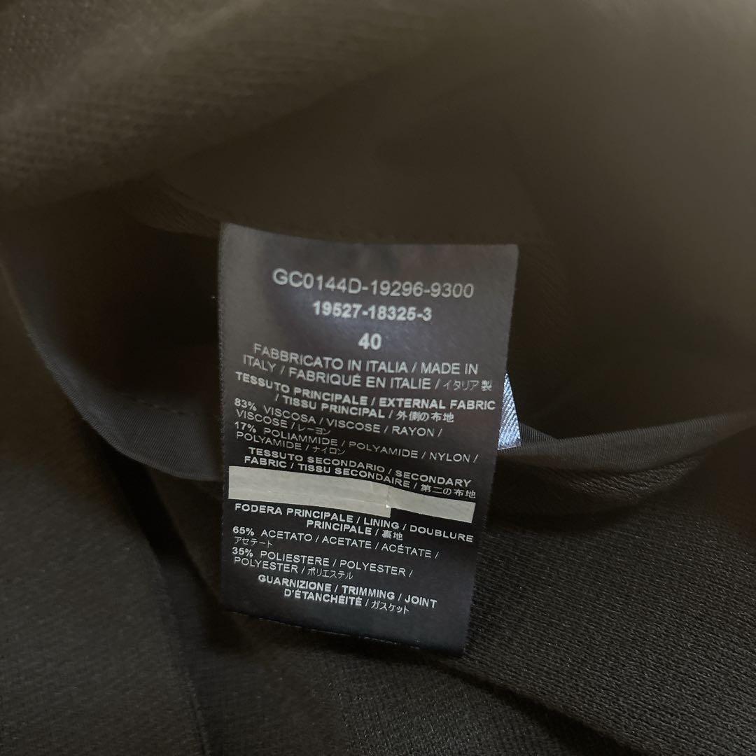 美品☆HERNO ヘルノ ノーカラーコート 異素材切替 ロゴプレート付き