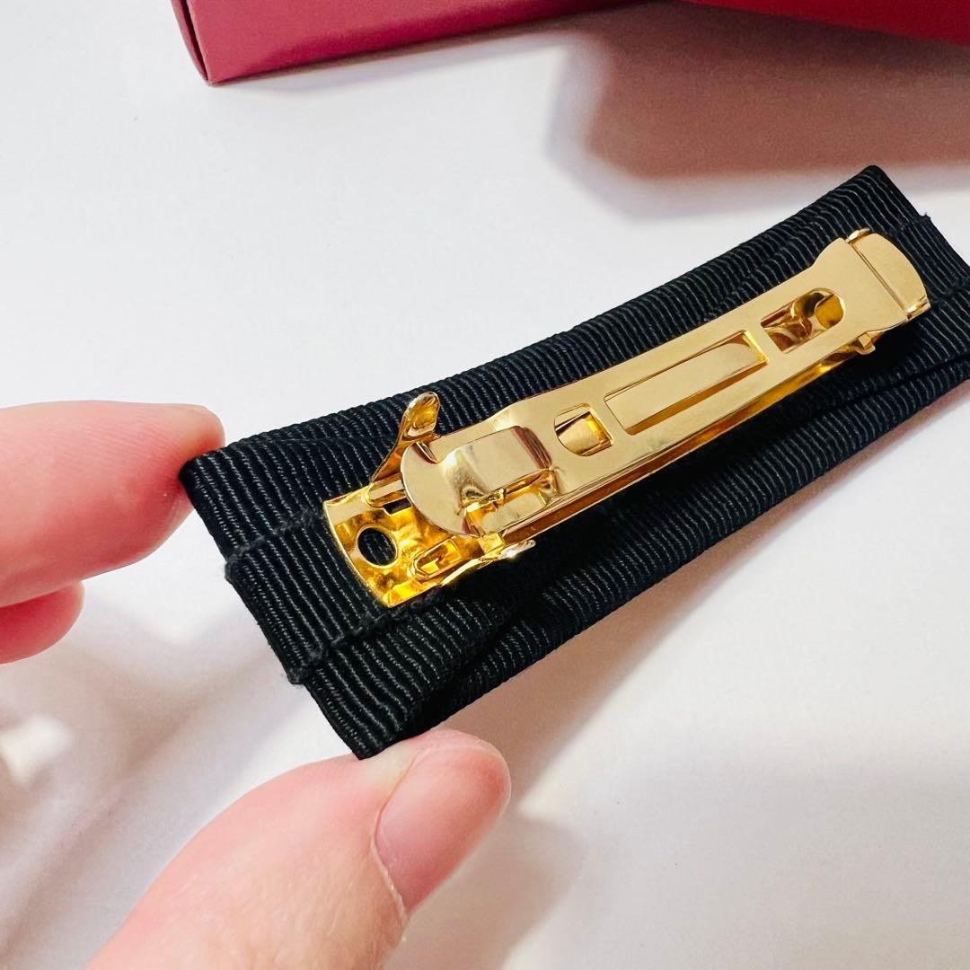 フェラガモ　バレッタ　ブラック×ゴールド　ガンチーニ