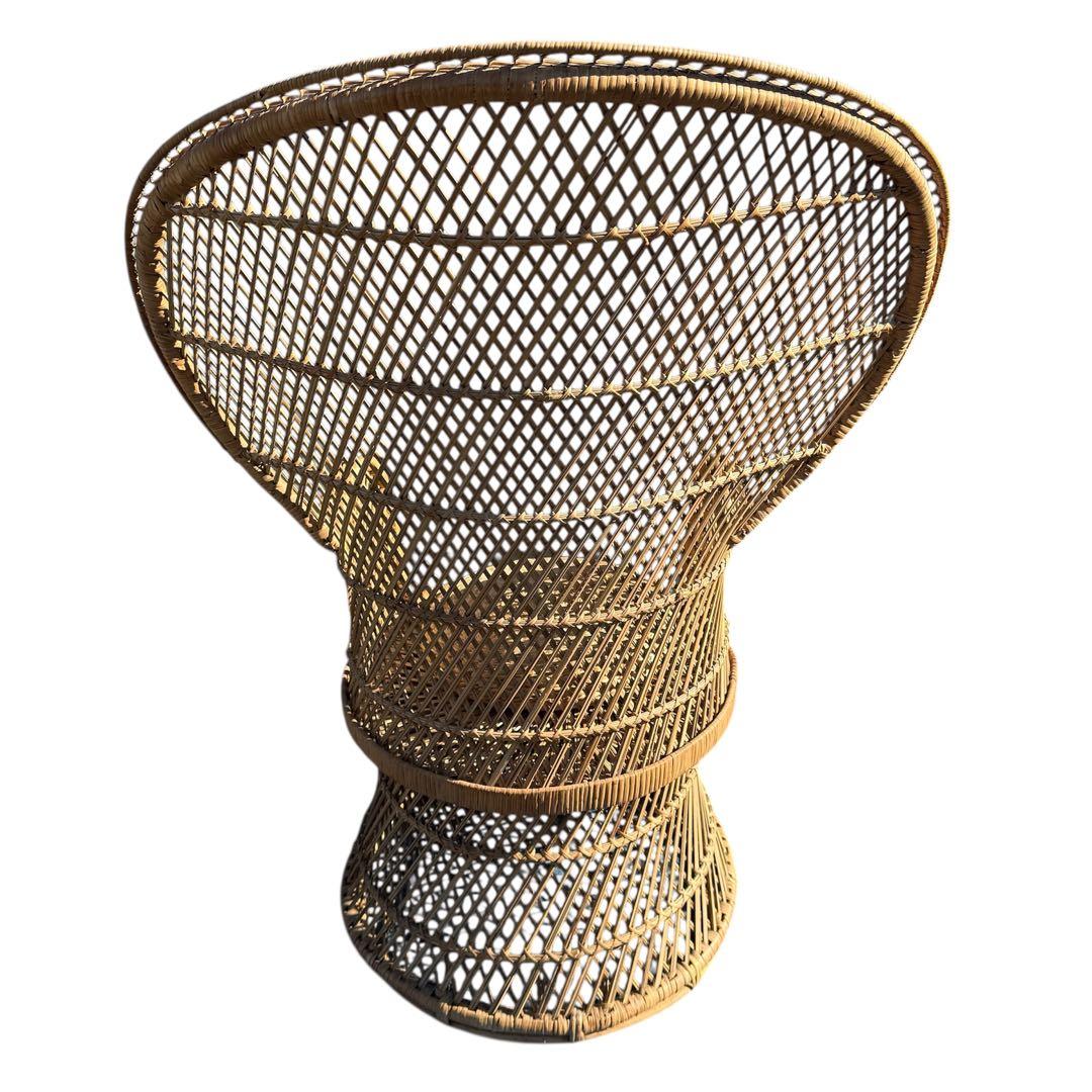 ラタン 籐 籐製 アンティーク ピーコックチェア 籐家具 程度良好 座布団付き