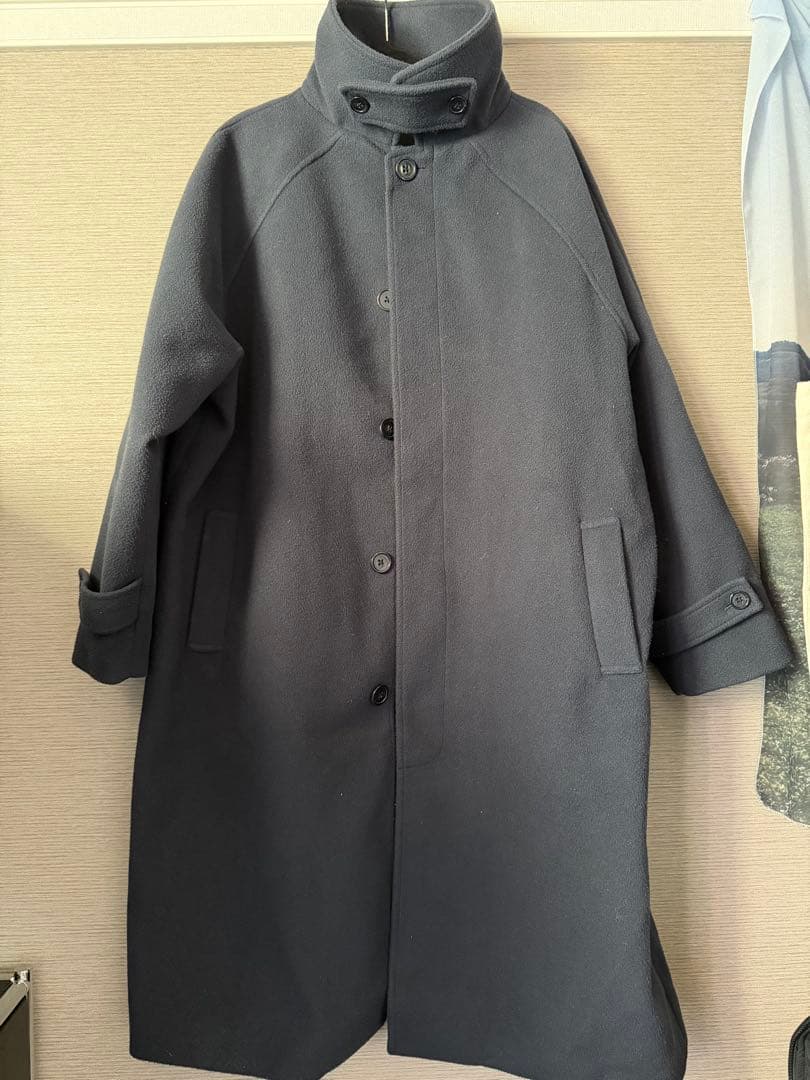 FEKETEオーバーフィットロングステンカラーコートSMALL